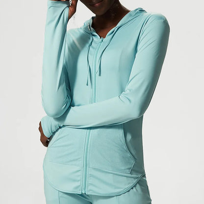 Women's Lightweight Zip-Up Hooded Jacket – Breathable & Quick-Dry