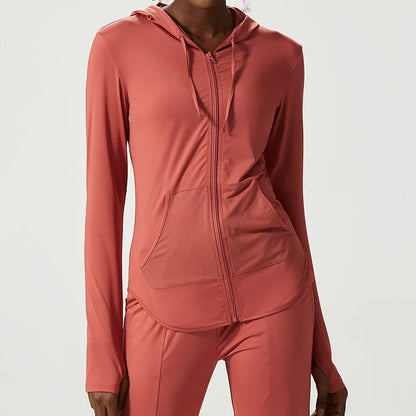Women's Lightweight Zip-Up Hooded Jacket – Breathable & Quick-Dry