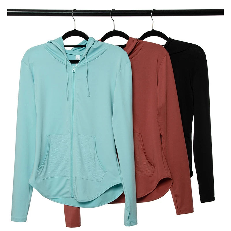 Women's Lightweight Zip-Up Hooded Jacket – Breathable & Quick-Dry