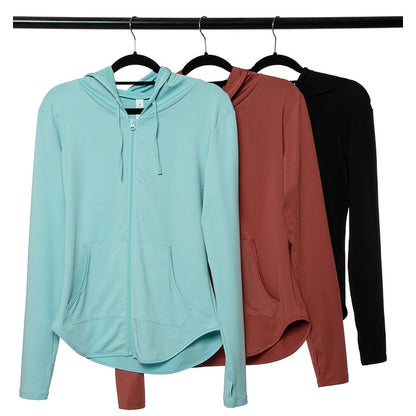 Women's Lightweight Zip-Up Hooded Jacket – Breathable & Quick-Dry