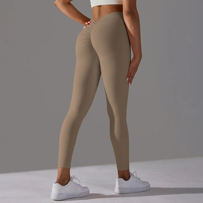 Women's Seamless Knitted High Waist Leggings - Solid Hip Lifting Yoga & Running Tights