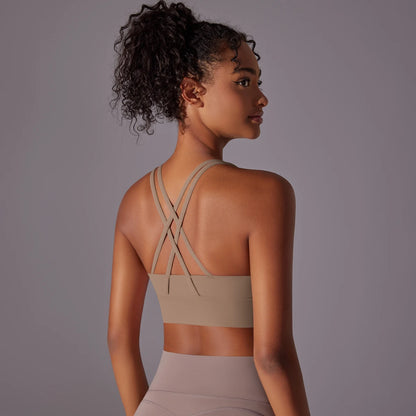 Women's Seamless High Impact Yoga Bra - Solid Color, Crossover Back
