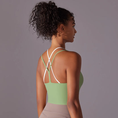 Women's push-up yoga bra – breathable sports underwear for gym, running, and fitness