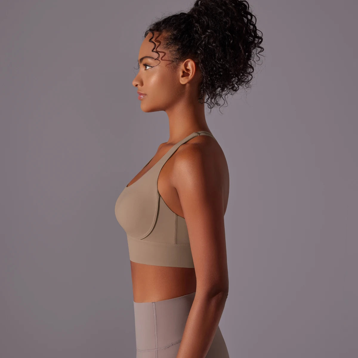 Women's Seamless High Impact Yoga Bra - Solid Color, Crossover Back