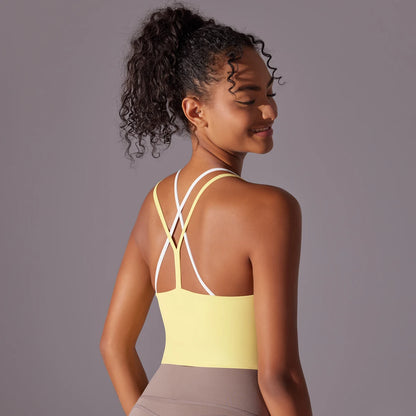 Women's push-up yoga bra – breathable sports underwear for gym, running, and fitness