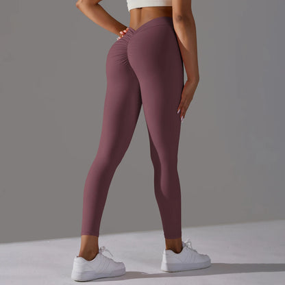 Women's Seamless Knitted High Waist Leggings - Solid Hip Lifting Yoga & Running Tights