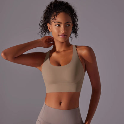 Women's Seamless High Impact Yoga Bra - Solid Color, Crossover Back
