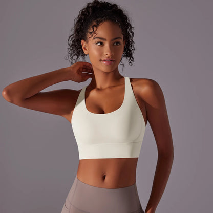 Women's Seamless High Impact Yoga Bra - Solid Color, Crossover Back