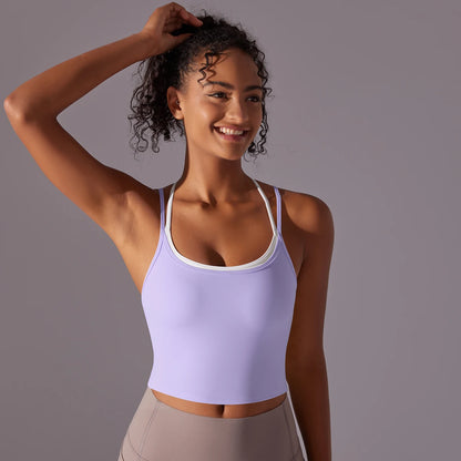 Women's push-up yoga bra – breathable sports underwear for gym, running, and fitness