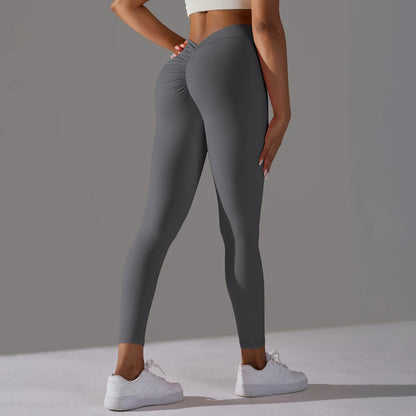 Women's Seamless Knitted High Waist Leggings - Solid Hip Lifting Yoga & Running Tights