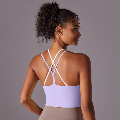 Women's push-up yoga bra – breathable sports underwear for gym, running, and fitness